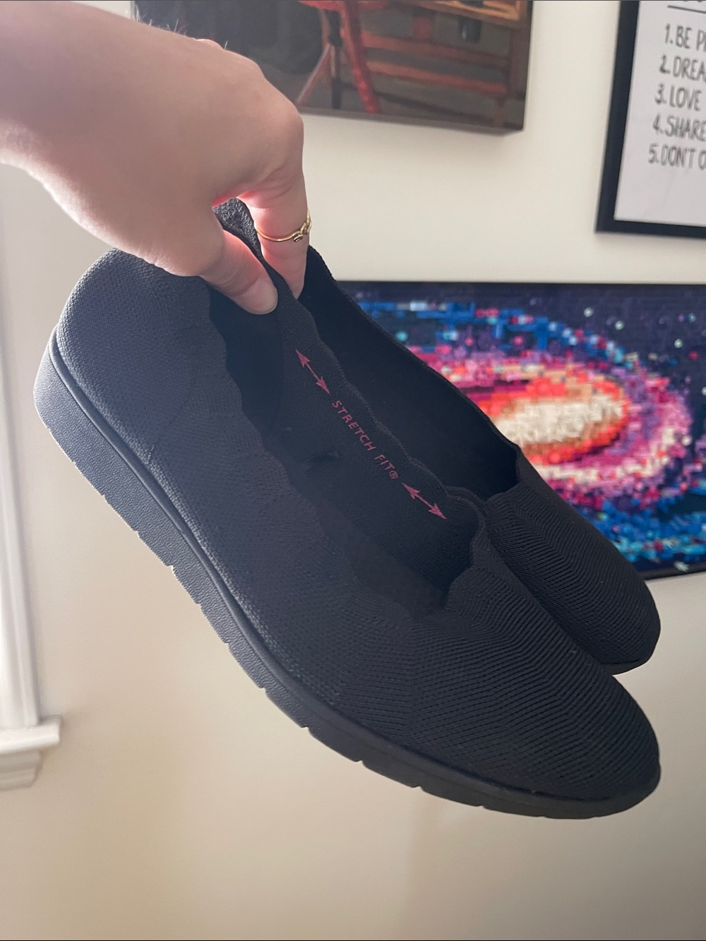Black Knit Slip-On Women’s Shoes - Stretch Fit